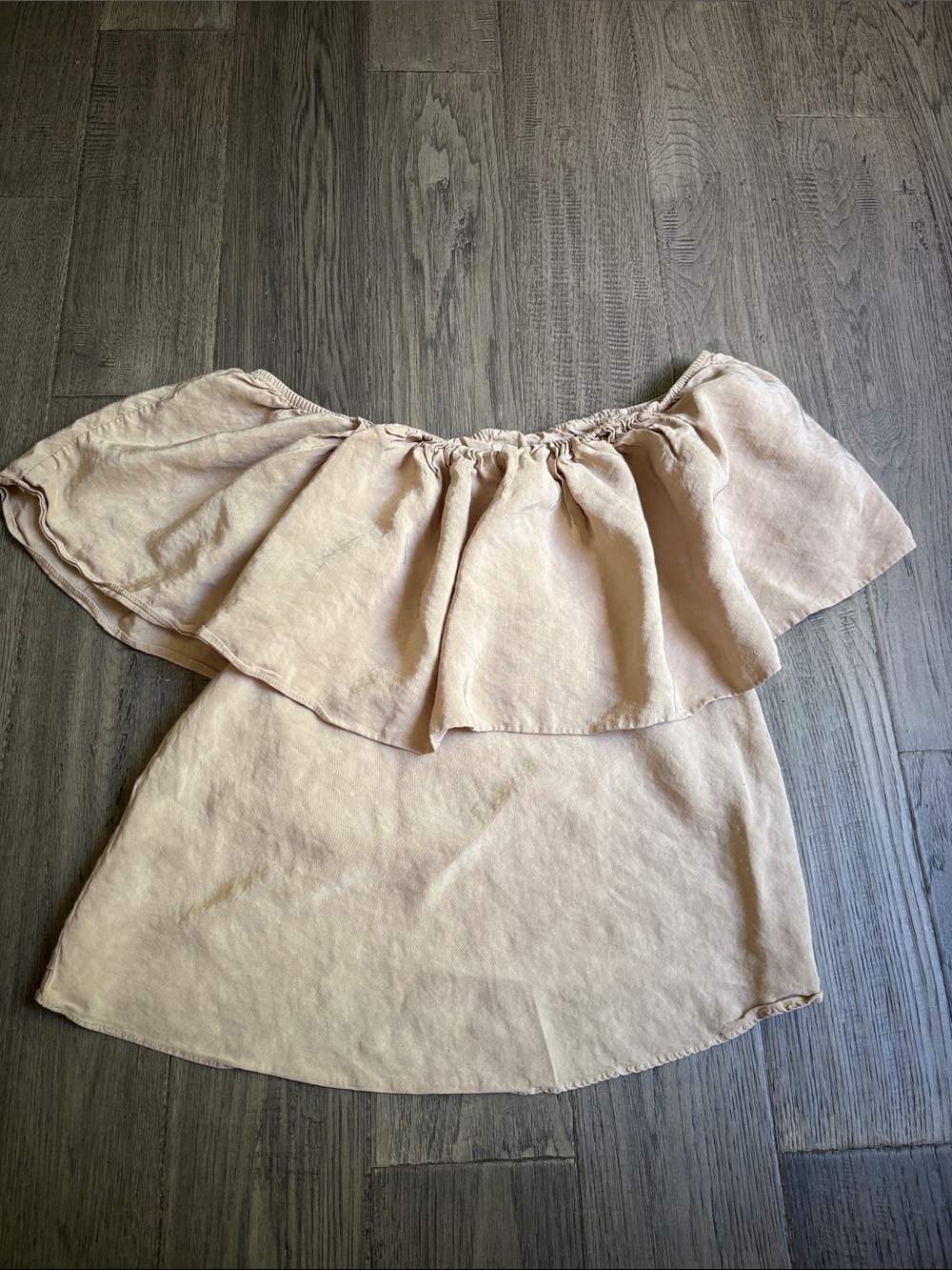 Zara | Off-Shoulder Ruffle Top Flowy Cream/Tan Size Small - Picture 7 of 7